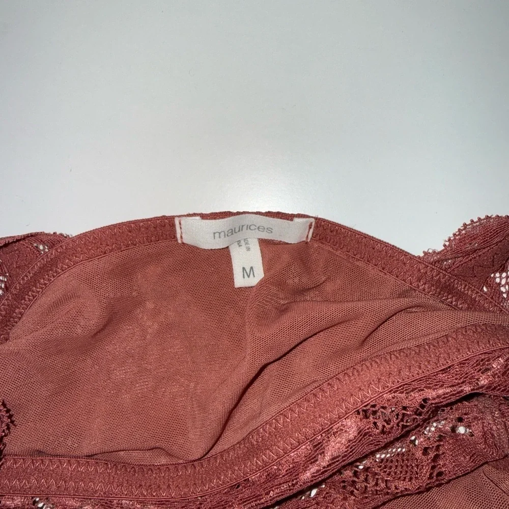 Maurices Rust Orange Wide Strap Lace Bralette V-neck Pullover Medium Women’s